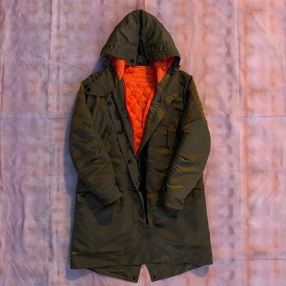 Rag & Bone aviator hooded manteau parka with removable quilted coat liner - Picture 13 of 16